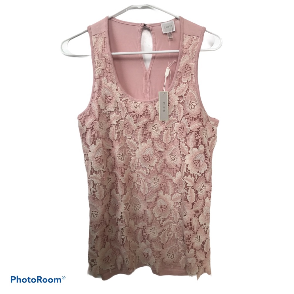 Cupio Blush pink Women’s Floral Tank Top size M
